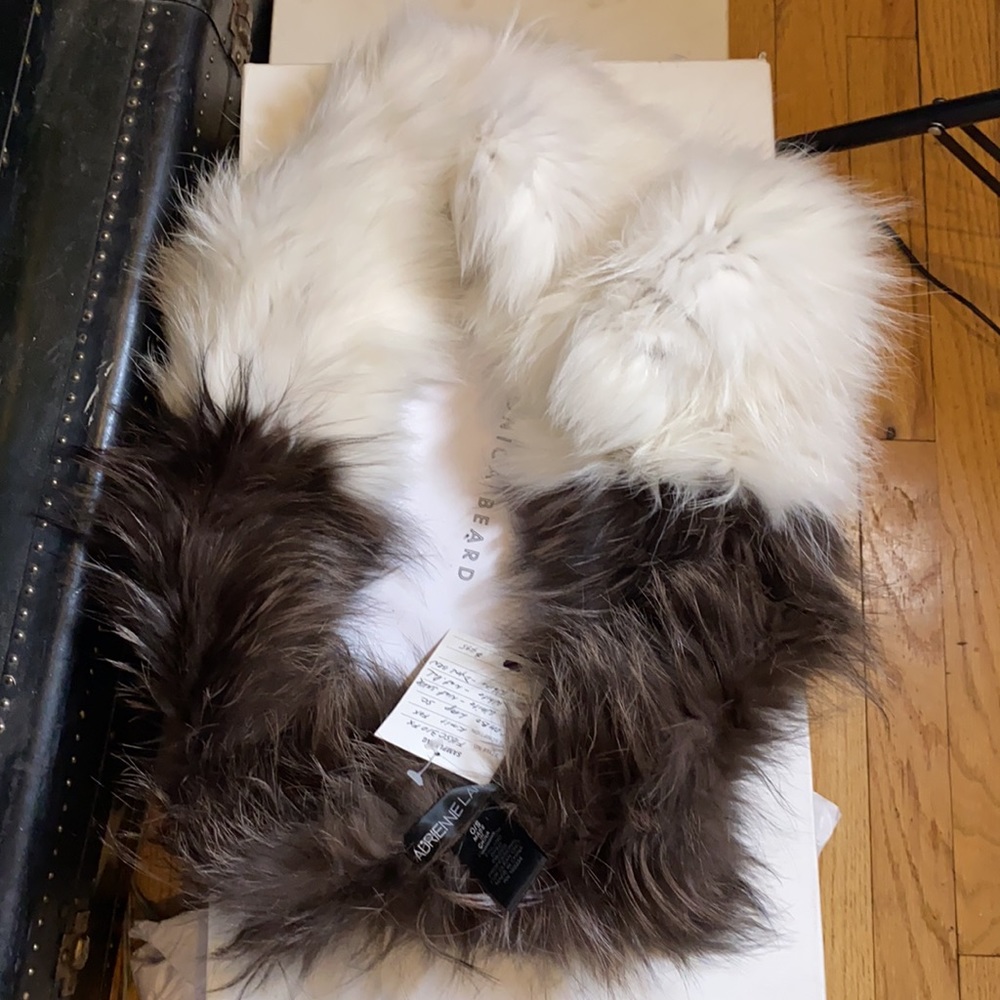 Adrienne Landau 2 tone Fox Fur loop scarf